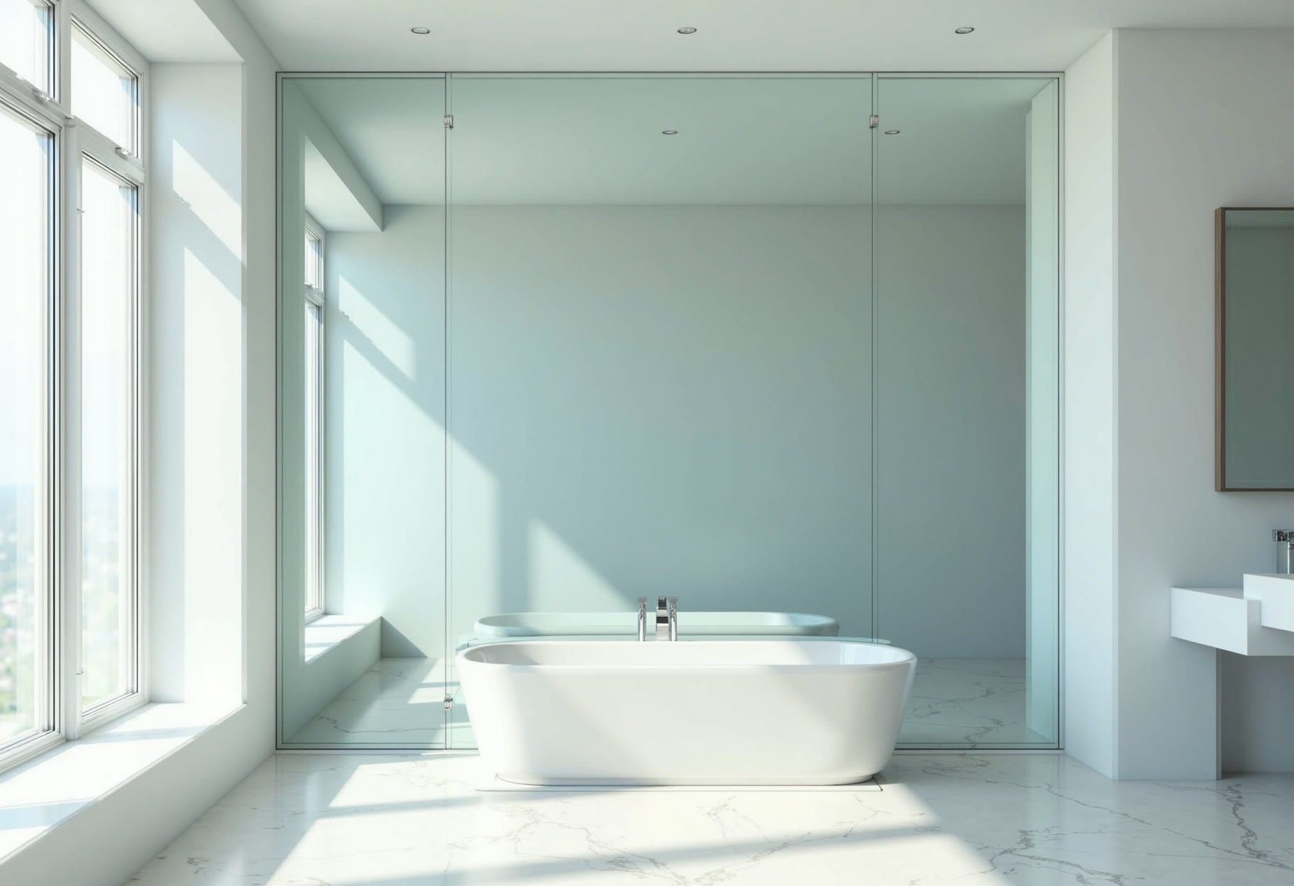 Full-height bathroom mirror